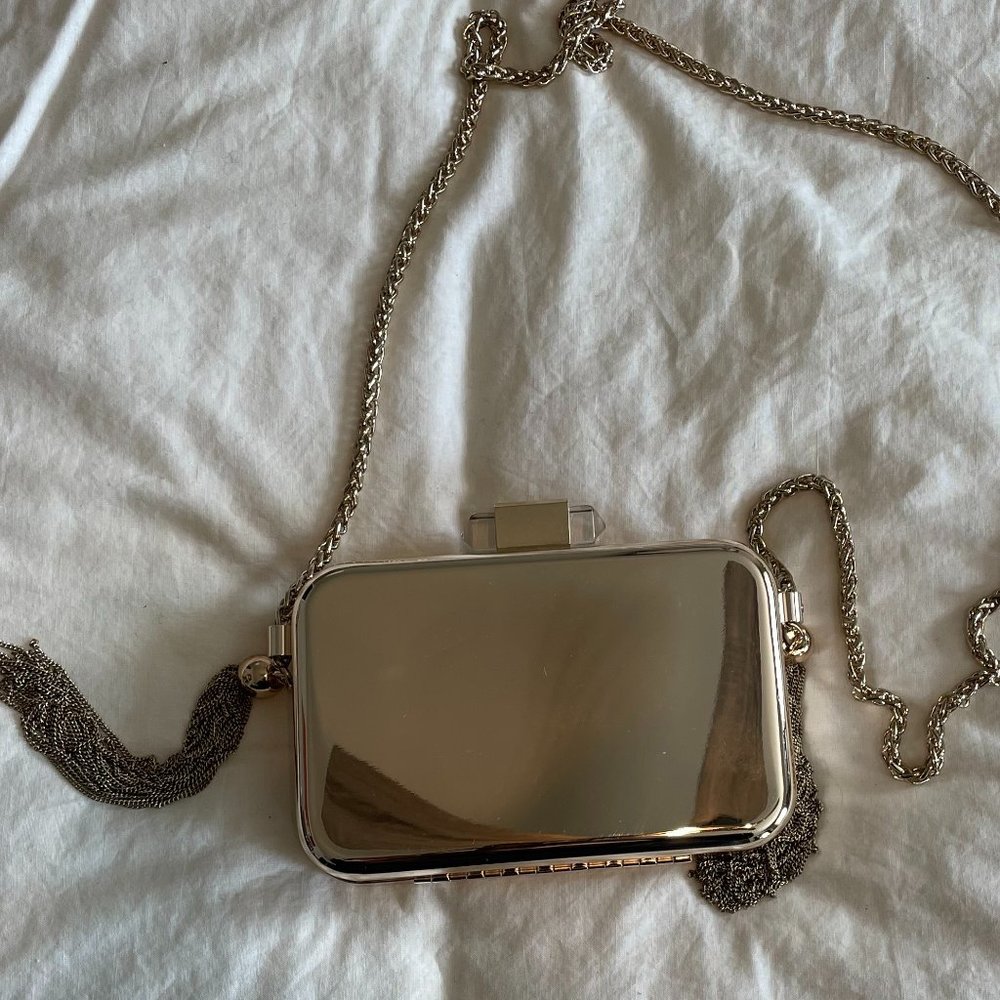GOLD MIRRORED CROSSBODY / CLUTCH HANDBAG